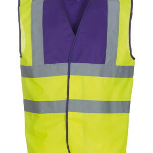Hi-vis 2-band-and-braces waistcoat (HVW100) - Purple Yoke/Yellow, S