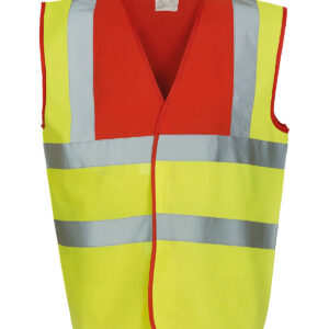 Hi-vis 2-band-and-braces waistcoat (HVW100) - Red Yoke/Yellow, S