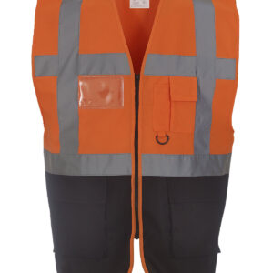 Multifunctional executive hi-vis waistcoat (HVW801) - Orange/Black, S