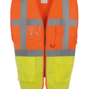 Multifunctional executive hi-vis waistcoat (HVW801) - Orange/Yellow, S