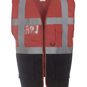 Multifunctional executive hi-vis waistcoat (HVW801) - Red/Black, S