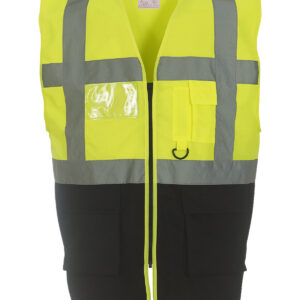 Multifunctional executive hi-vis waistcoat (HVW801) - Yellow/Black, S