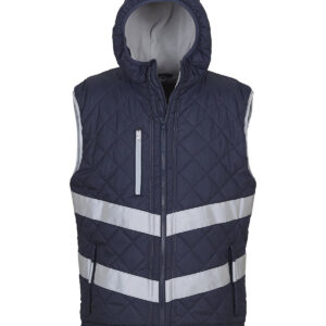 Hi-vis Kensington hooded gilet (HV007) - Navy, S