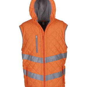 Hi-vis Kensington hooded gilet (HV007) - Orange, S