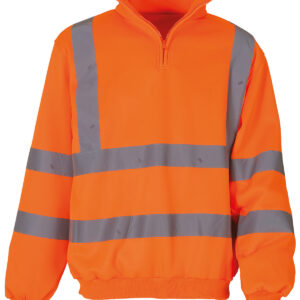Hi-vis ¼ zip sweatshirt (HVK06) - Orange, S