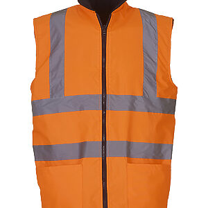Hi-vis reversible fleece bodywarmer (HV008F) - Orange, S