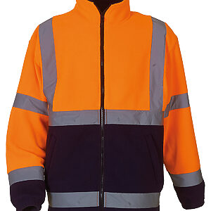 Hi-vis heavyweight fleece jacket (HVK08) - Orange/Navy, S