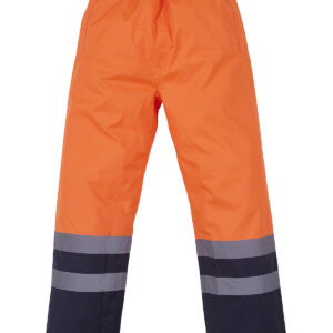 Hi-vis waterproof overtrousers (HVS463) - Orange/Navy, S