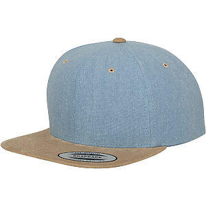Chambray-suede snapback (6089CH) - Blue/Beige, One size