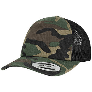 Camo trucker cap (6606C) - Wood Camo/Black, One size