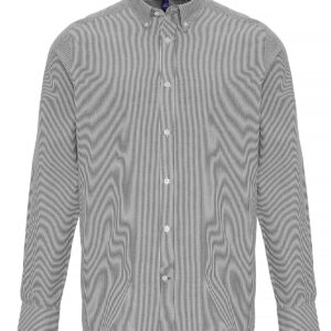 Cotton-rich Oxford stripes shirt - White/Grey, S