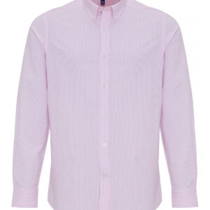 Cotton-rich Oxford stripes shirt - White/Pink, S