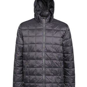 Box quilt hooded jacket - Steel, XS
