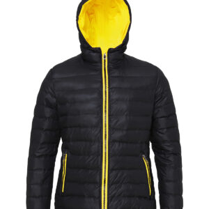 Women's padded jacket - Black/Bright Yellow, S