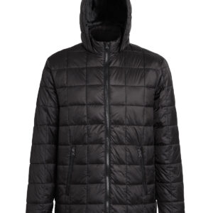 Box quilt hooded jacket - Black, XS
