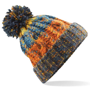 Corkscrew pom pom beanie - Retro Blue, One size