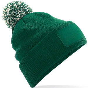 Snowstar® patch beanie - Bottle Green/Off White, One size