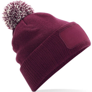Snowstar® patch beanie - Burgundy/Off White, One size