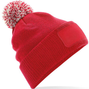 Snowstar® patch beanie - Classic Red/Off White, One size