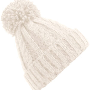 Cable knit melange beanie - Oatmeal, One size