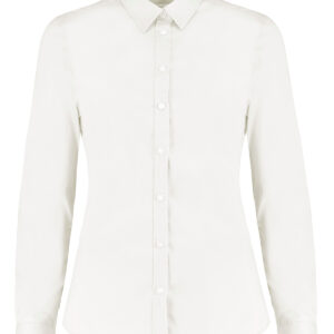 Women's stretch Oxford shirt long-sleeved (tailored fit) - White, 6
