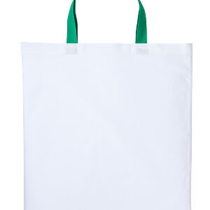 Varsity cotton shopper short handle - White/Kelly Green, One size