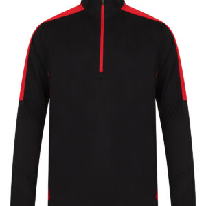 ¼ zip mid-layer with contrast panelling - Black/Red, XS
