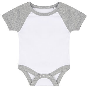 Essential short-sleeved baseball bodysuit - White/Heather Grey, 0/3 Months