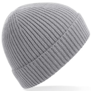 Engineered knit ribbed beanie - Light Grey, One size