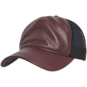 Leather trucker - Maroon/Black, One size