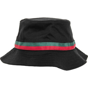 Stripe bucket hat (5003S) - Black/Fire Red/Green, One size