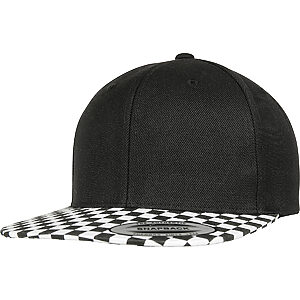Checkerboard snapback (6089CB) - Black White, One size