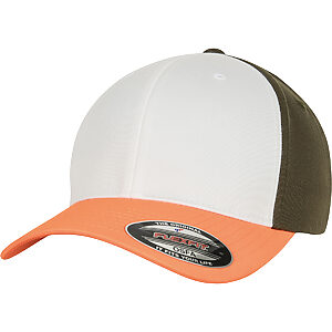 3-tone Flexfit (6277TT) - Neon Orange/White/Olive, S/M