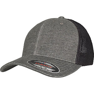 Retro trucker melange cap (6511M) - Khaki/Black Mesh, S/M
