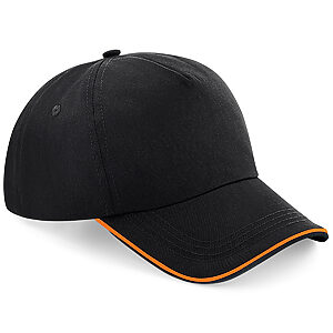 Authentic 5-panel cap - piped peak - Black/Orange, One size