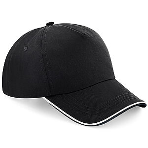Authentic 5-panel cap - piped peak - Black White, One size