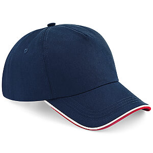 Authentic 5-panel cap - piped peak - French Navy/Classic Red/White, One size