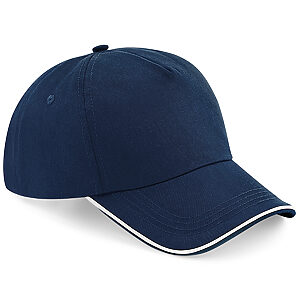 Authentic 5-panel cap - piped peak - French Navy/White, One size