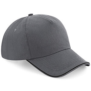 Authentic 5-panel cap - piped peak - Graphite Grey/Black, One size