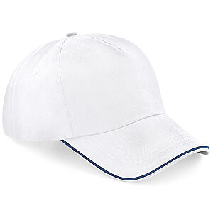 Authentic 5-panel cap - piped peak - White/French Navy, One size