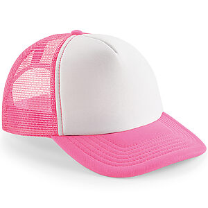 Vintage snapback trucker - Fluorescent Pink/White, One size