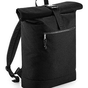 Recycled rolled-top backpack - Black, One size