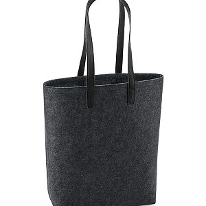 Premium felt tote - Charcoal Melange/Black, One size