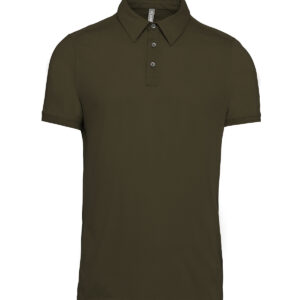 Jersey knit polo shirt - Light Khaki, S