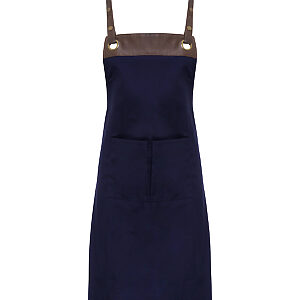 Espresso bib apron - Navy/Brown, One size