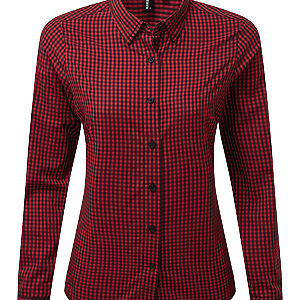 Women's Maxton check long sleeve shirt - Black/Red, XS