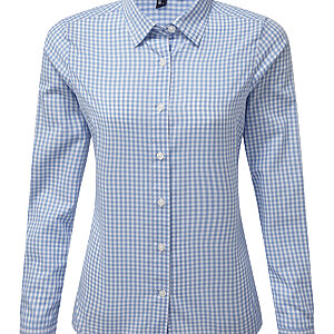 Women's Maxton check long sleeve shirt - Light Blue/White, XS