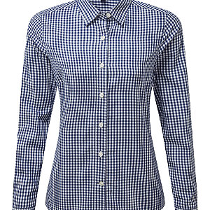 Women's Maxton check long sleeve shirt - Navy/White, XS