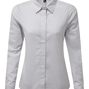 Women's Maxton check long sleeve shirt - Silver/White, XS
