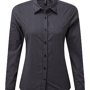Women's Maxton check long sleeve shirt - Steel/Black, XS